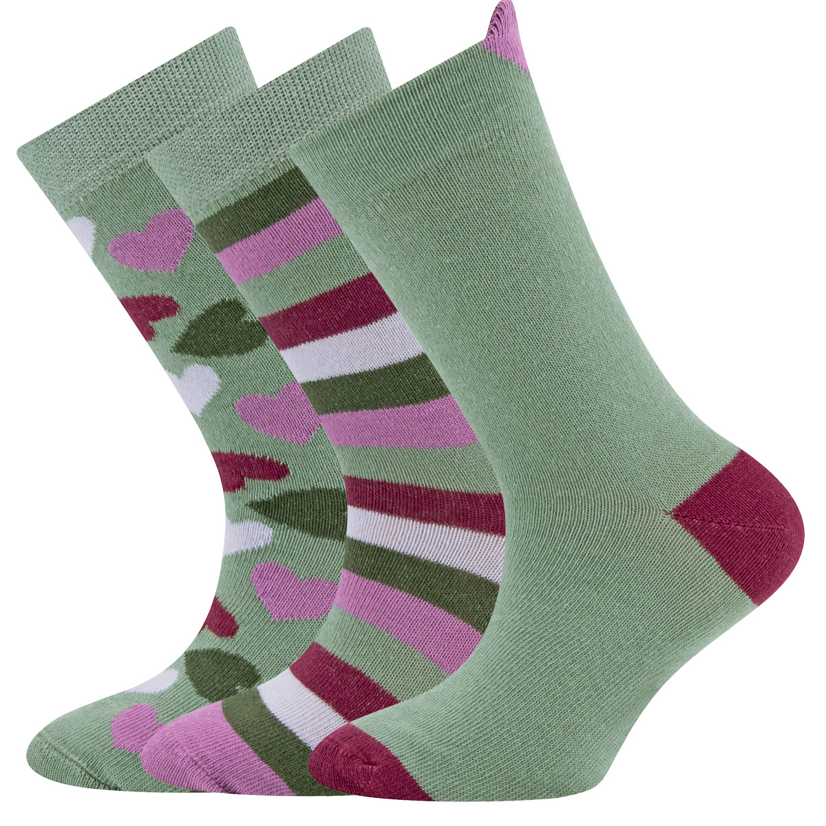 Socken 3er Pack Herzen/Ringel