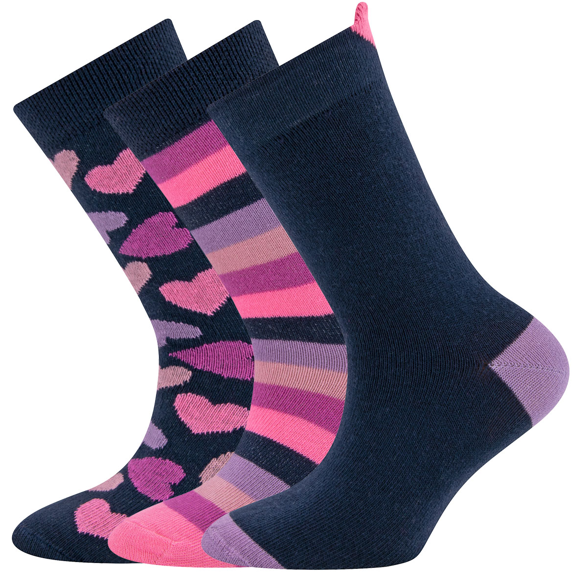 Socken 3er Pack Herzen/Ringel