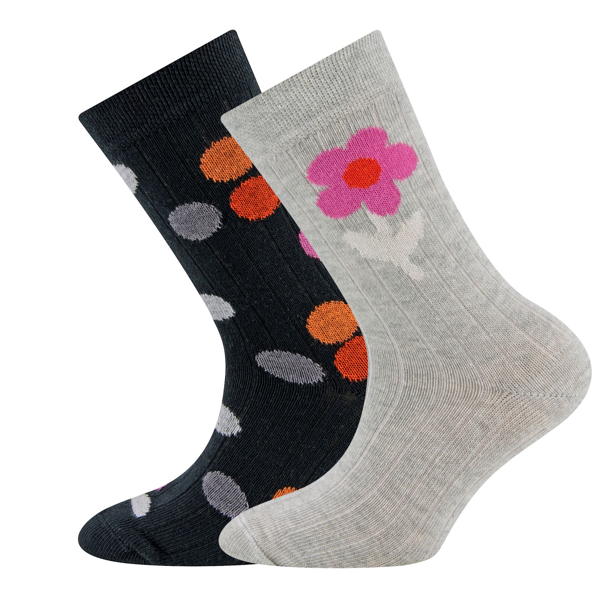 Socken 2er Pack Blume/Punkte