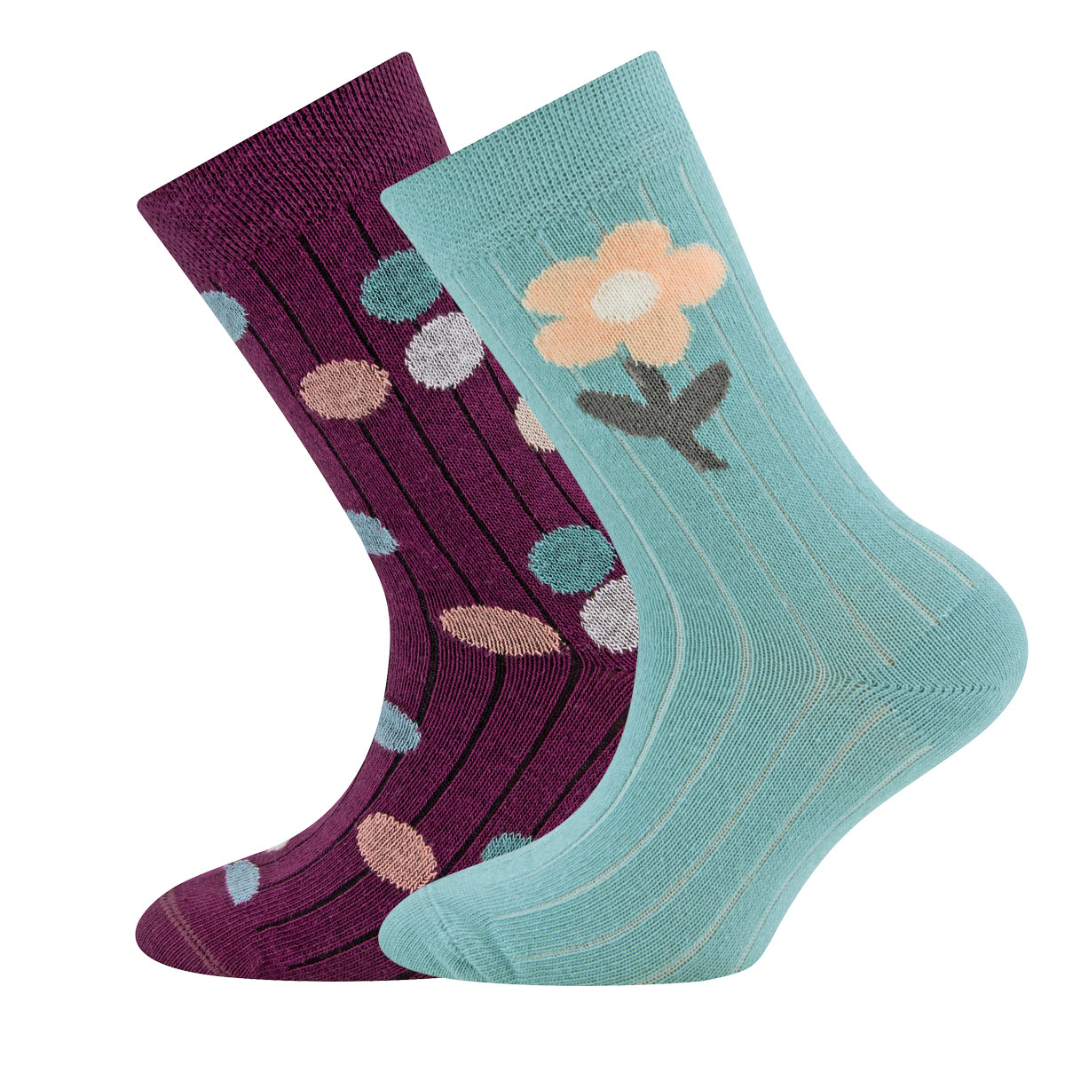 Socken 2er Pack Blume/Punkte