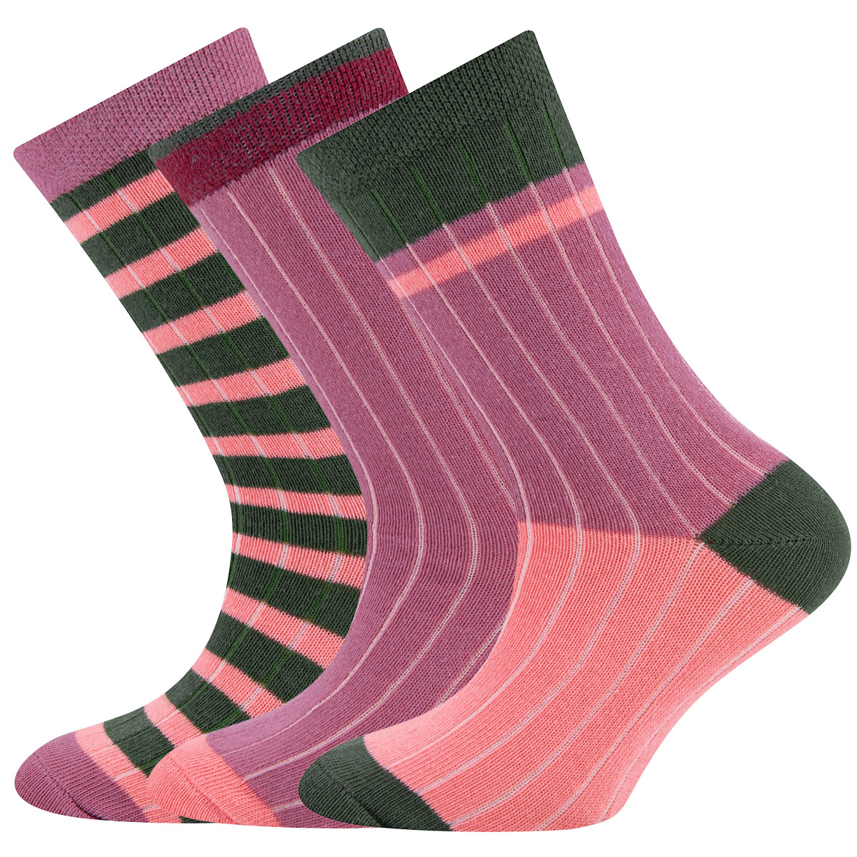 Socken 3er Pack Rippe/Ringel