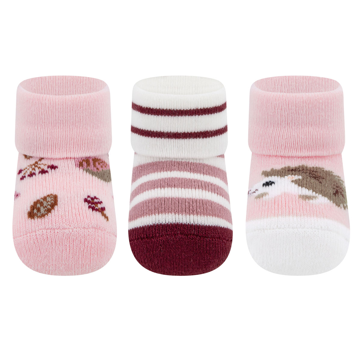 Babysocken 3er Pack Igel/Ringel/Pilze